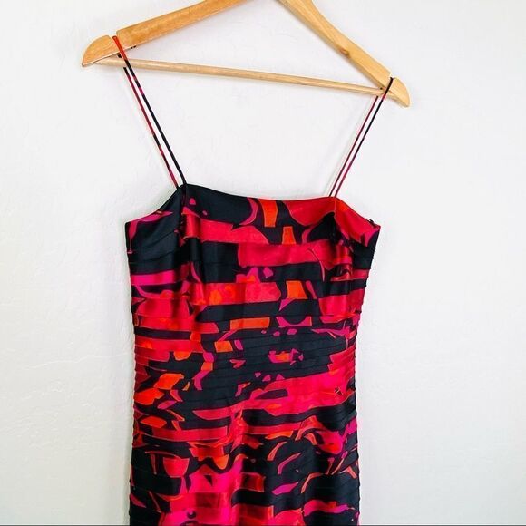 JS Collection red pink and black tiered dress spaghetti straps size 4 - Picture 2 of 7